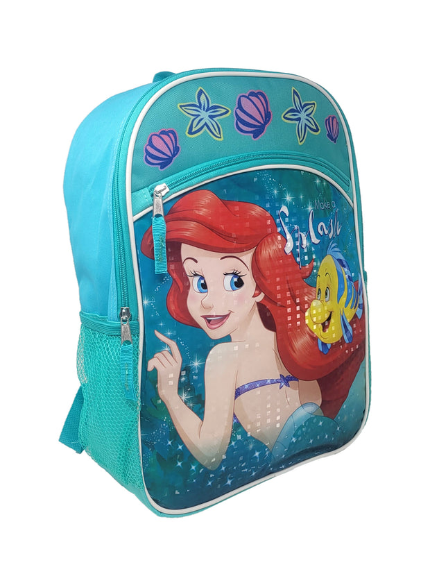The Little Mermaid Backpack 16" Disney Ariel Flounder Girls Make A Splash
