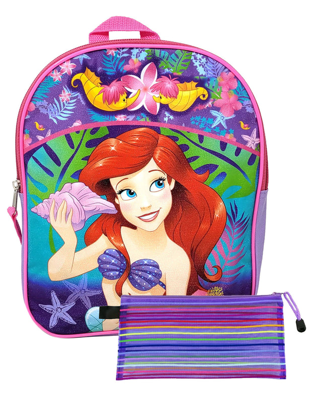 The Little Mermaid Mini Backpack 11" Ariel Disney w/ Mesh Accessories Pouch Set