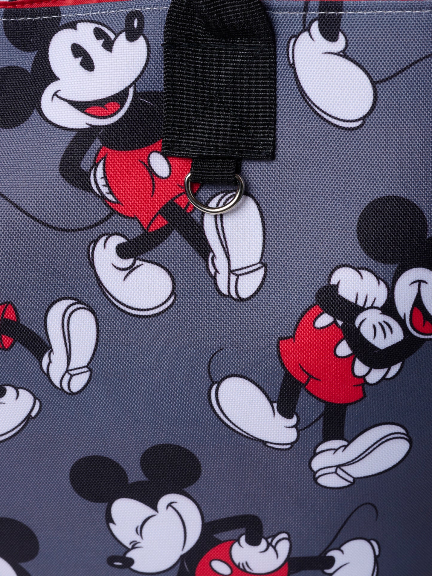 Disney Mickey Mouse Tote Bag D-Ring Charm Hook Grey Nylon Cordura Travel Women's