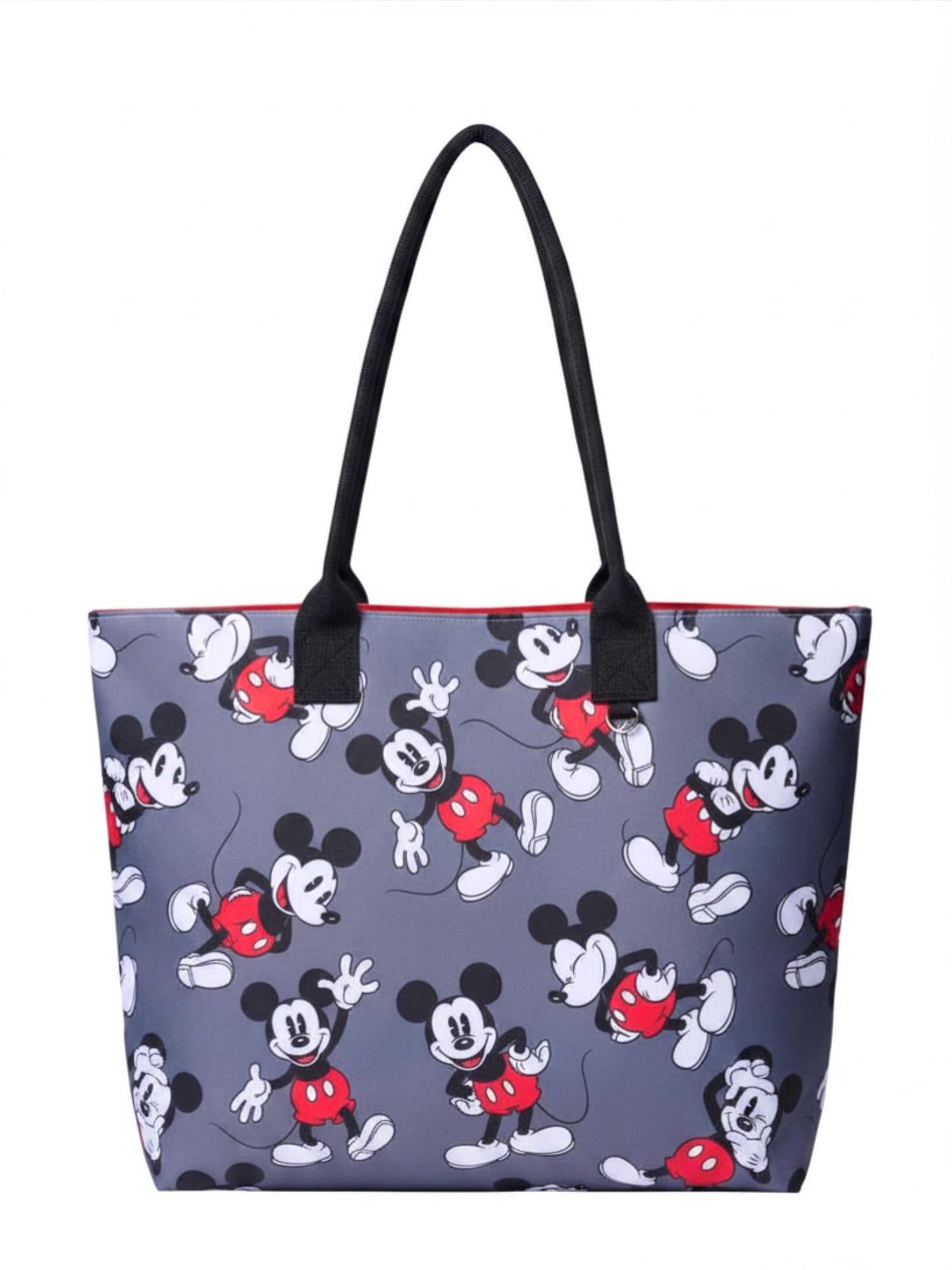 Disney Mickey Mouse Tote Bag D-Ring Charm Hook Grey Nylon Cordura Travel Women's