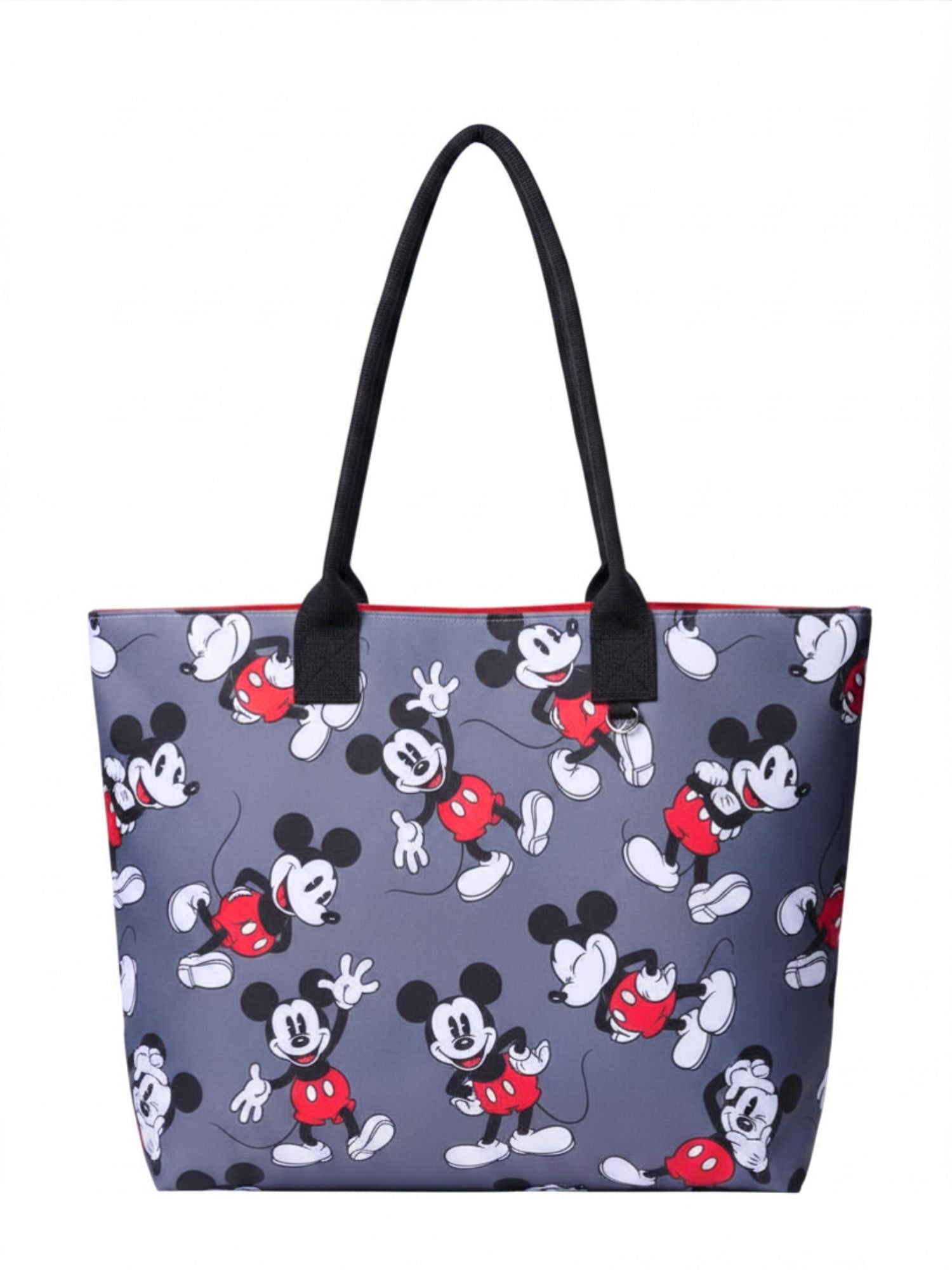 Disney Mickey Mouse Tote Bag D-Ring Charm Hook Grey Nylon Cordura Travel Women's