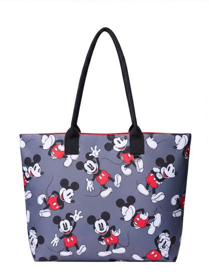 Disney Mickey Mouse Tote Bag D-Ring Charm Hook Grey Nylon Cordura Travel Women's