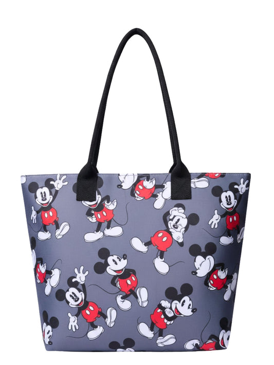 Disney Mickey Mouse Tote Bag D-Ring Charm Hook Grey Nylon Cordura Travel Women's