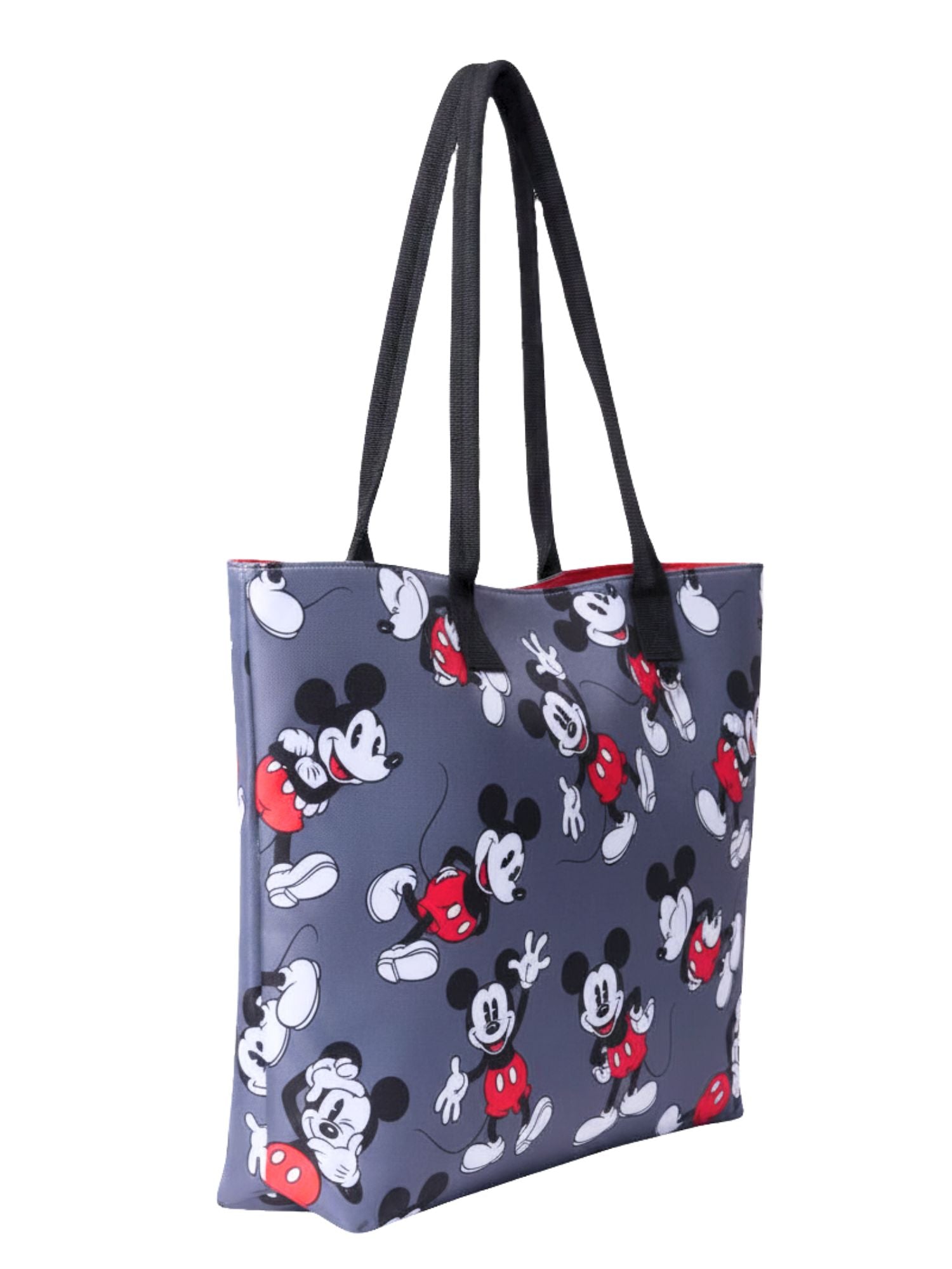 Disney Mickey Mouse Tote Bag D-Ring Charm Hook Grey Nylon Cordura Travel Women's
