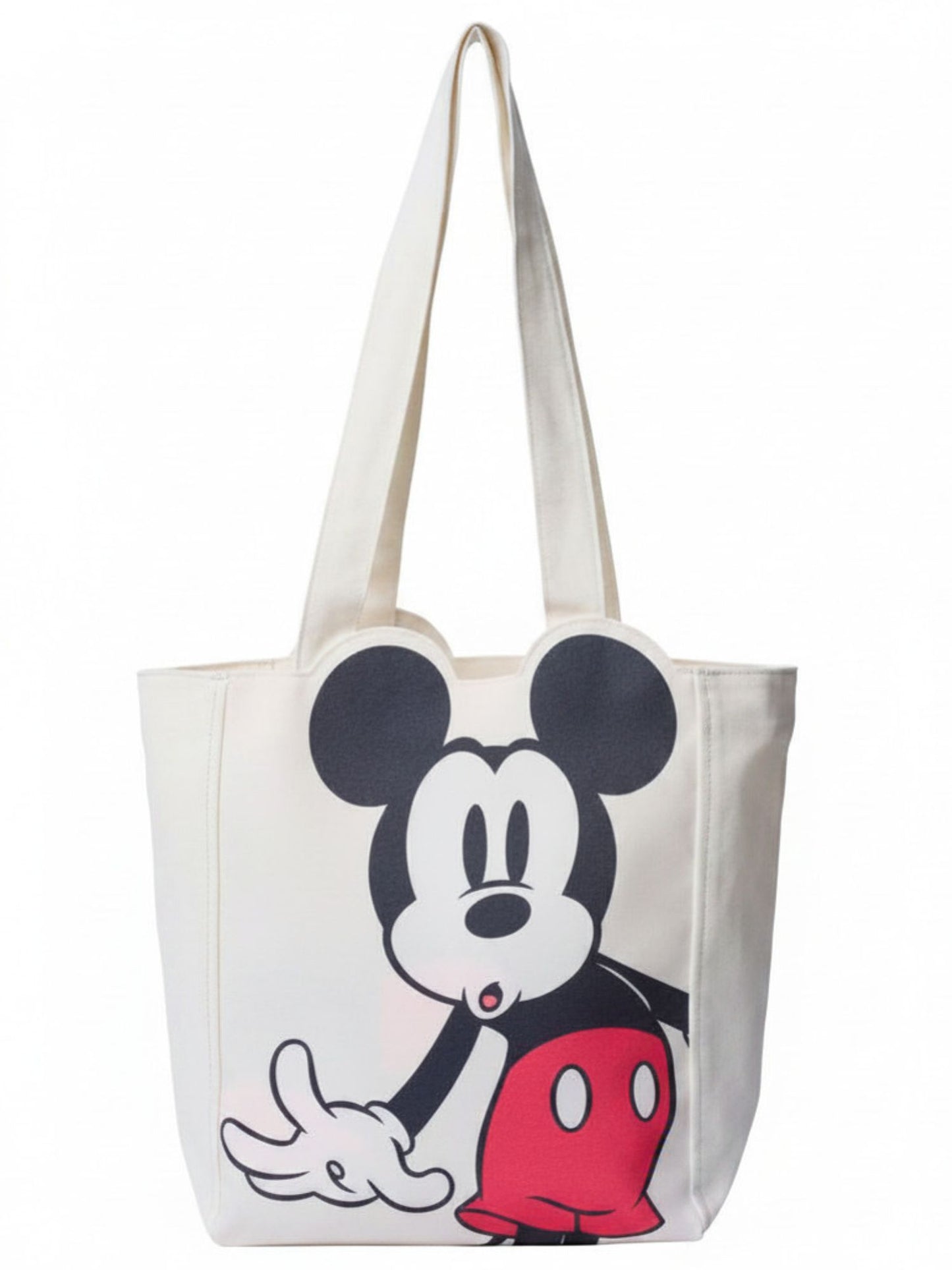 Disney Mickey and Minnie Mouse Die-Cut Canvas Tote Bag (2 Pack Set)