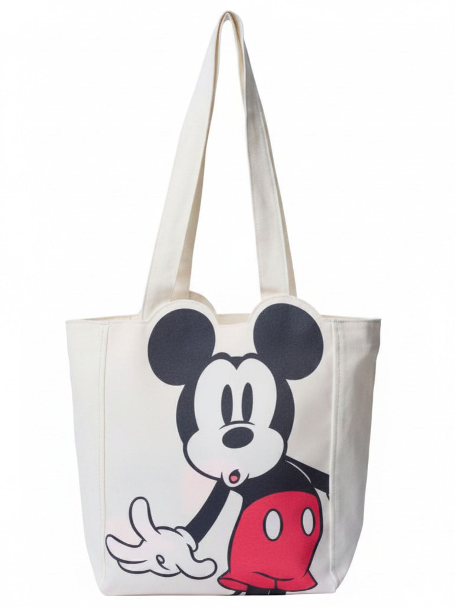 Disney Mickey and Minnie Mouse Die-Cut Canvas Tote Bag (2 Pack Set)