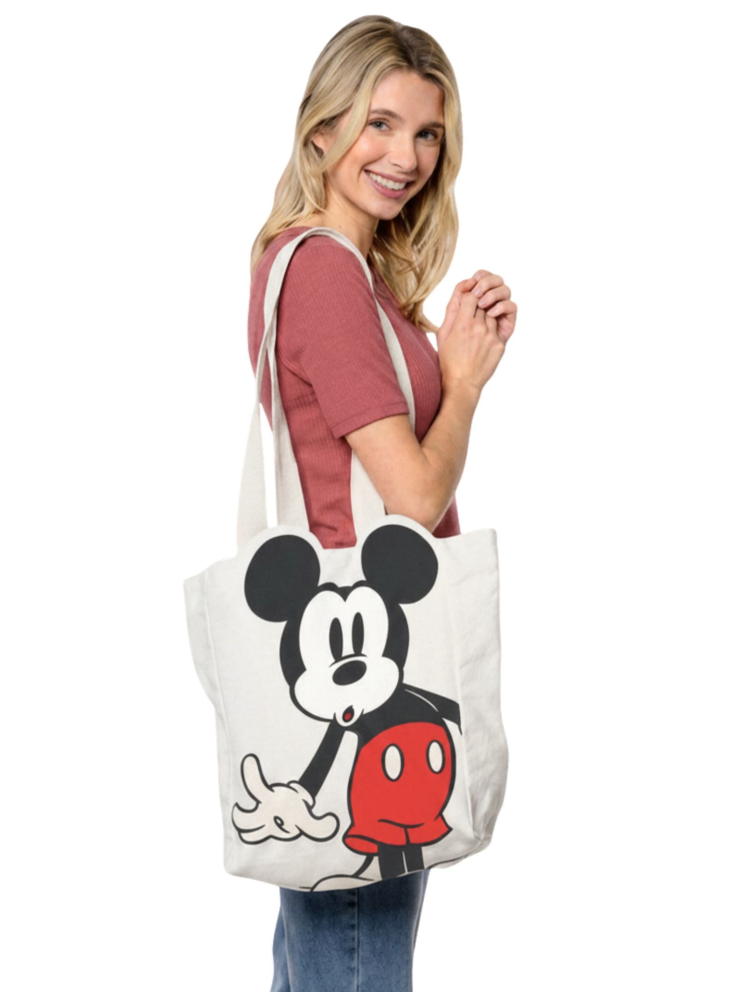 Disney Mickey Mouse Die-Cut Canvas Tote Bag with Shaped Top