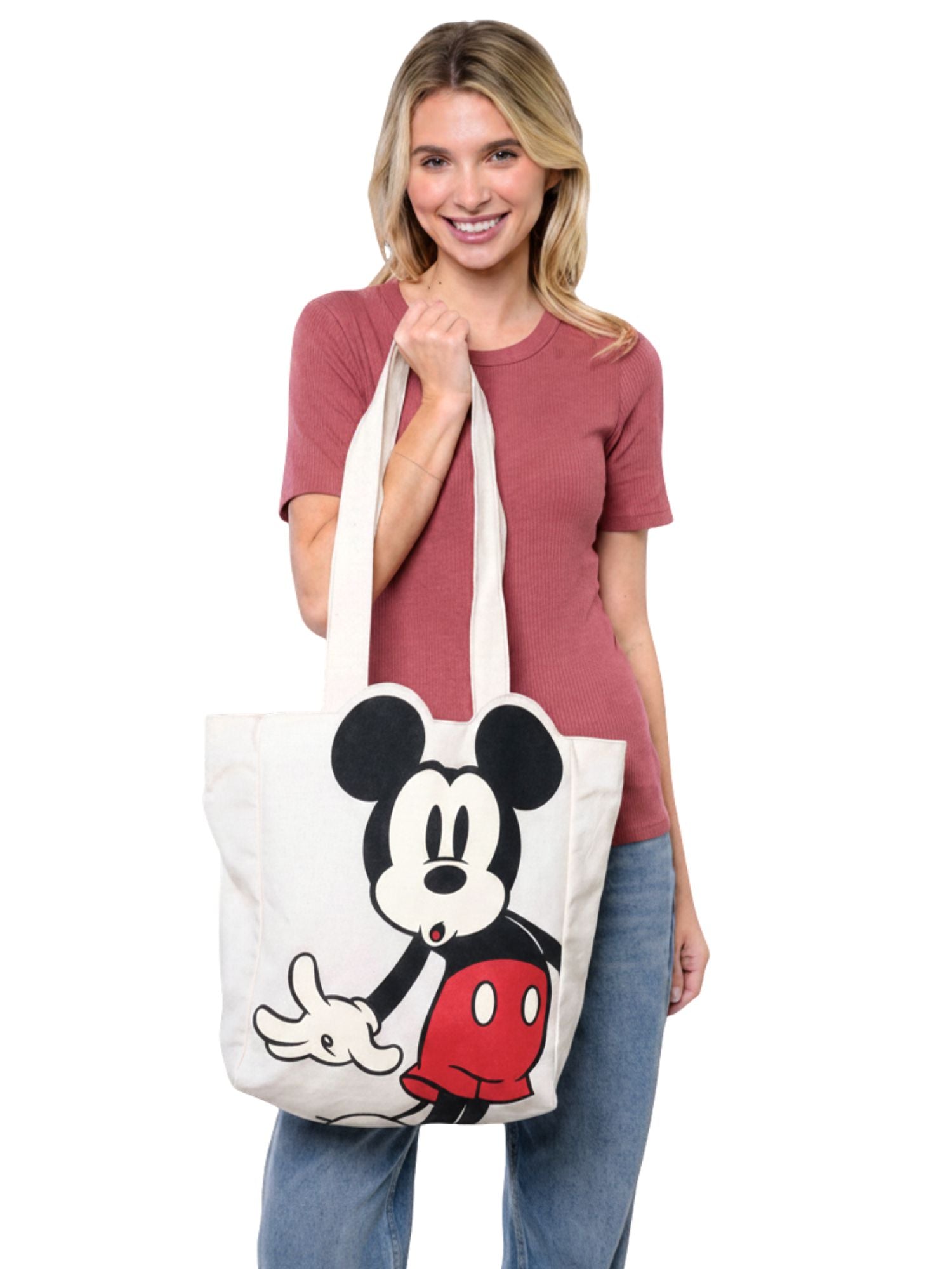 Disney Mickey Mouse Die-Cut Canvas Tote Bag with Shaped Top