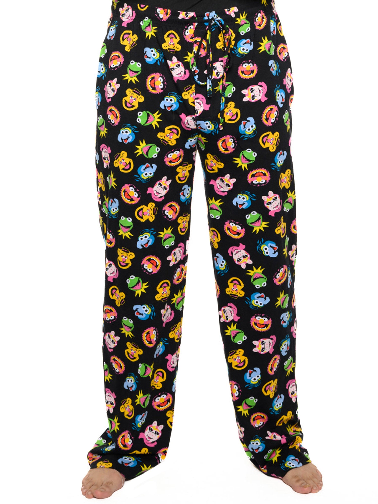 Disney The Muppets Lounge Pajama Sleep Pants Black Kermit Piggy Fozzie Bear