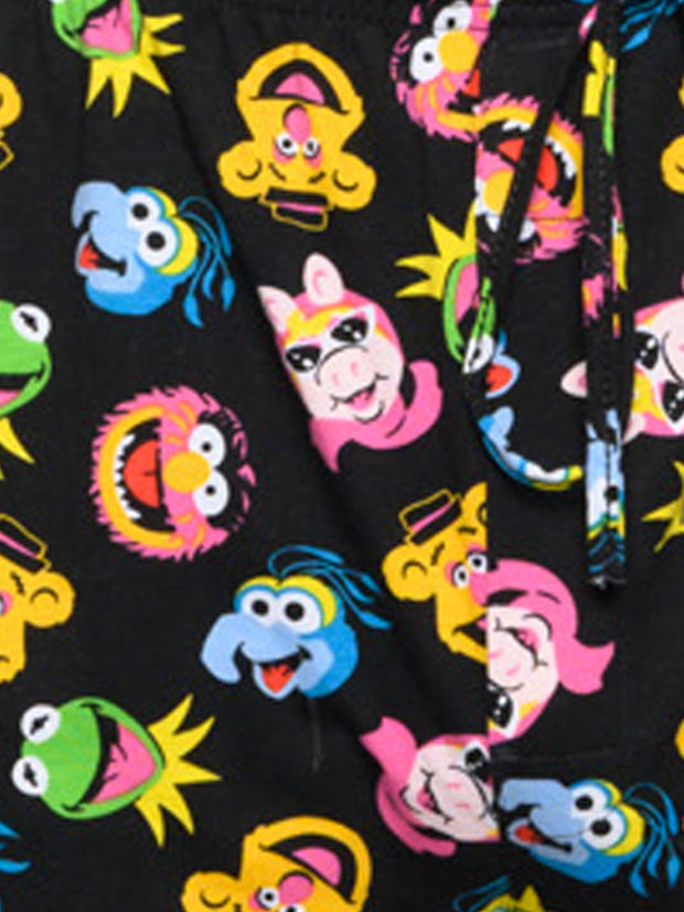 Disney The Muppets Lounge Pajama Sleep Pants Black Kermit Piggy Fozzie Bear