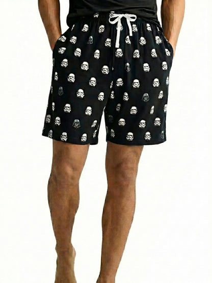 Mens Star Wars Stormtroopers Darth Vader Pajama Sleep Shorts Loungewear Black