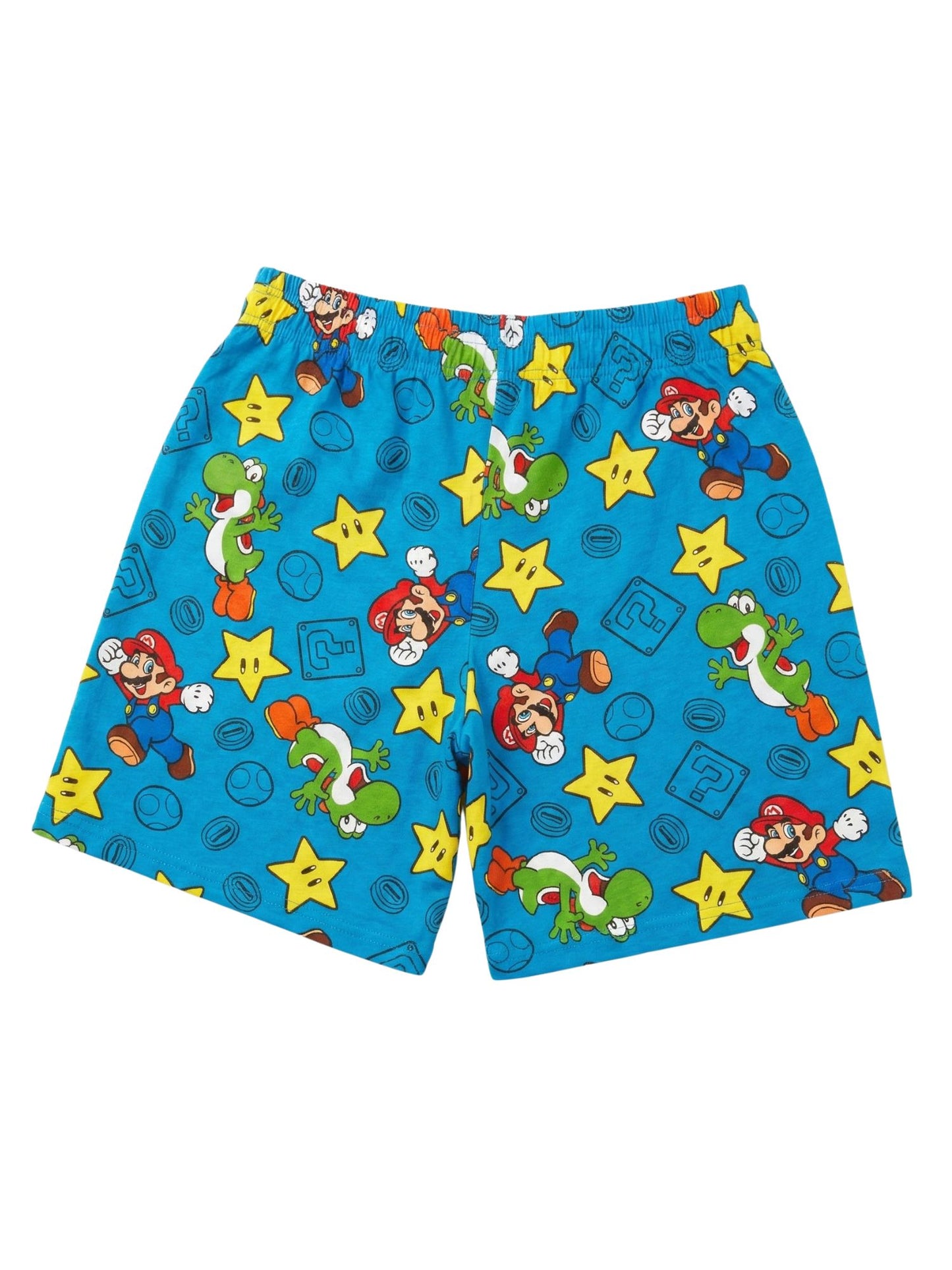 Mens Nintendo Mario Yoshi Wars Pajama Sleep Shorts Loungewear Pockets Blue