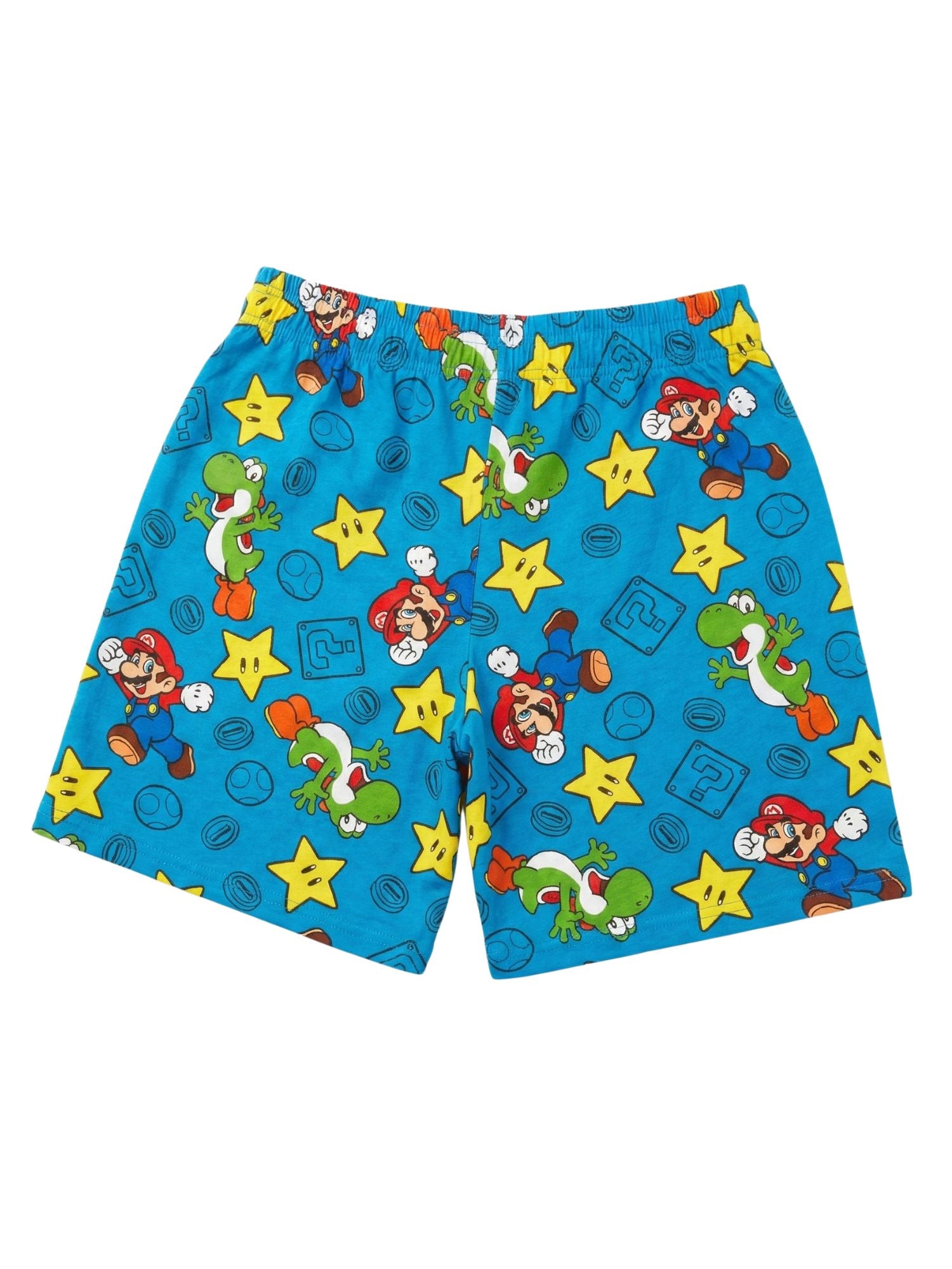 Mens Nintendo Mario Yoshi Wars Pajama Sleep Shorts Loungewear Pockets Blue