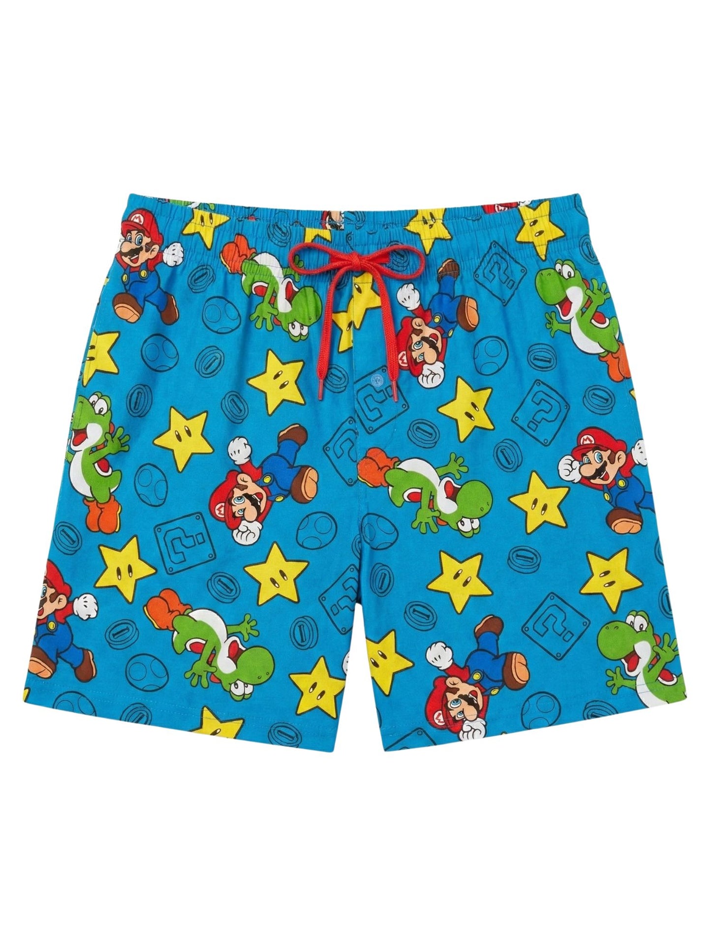 Mens Nintendo Mario Yoshi Wars Pajama Sleep Shorts Loungewear Pockets Blue