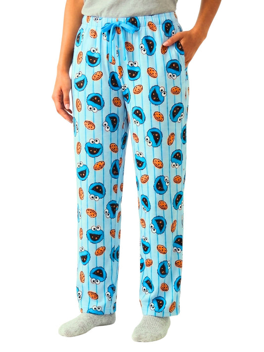 Women's Cookie Monster Sleepwear Pajama Pants Lounge Bottoms with Pockets