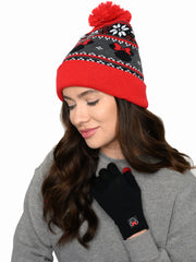 Minnie Mouse Beanie Hat with Gloves Touch Screen Disney Women's Knit Red Set