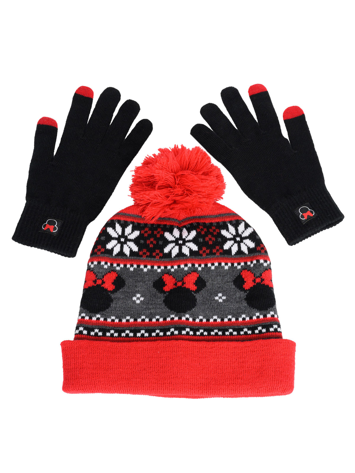 Womens Minnie Mouse Knit Hat Gloves & Scarf Winter Set (3-Pieces)