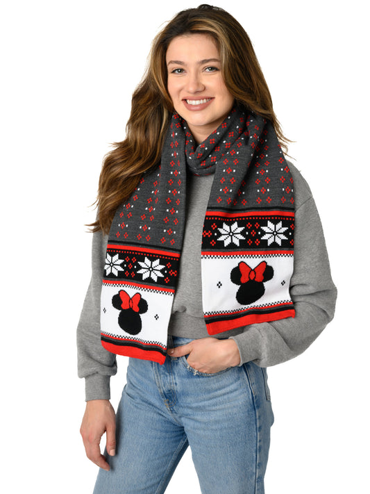 Adult Minnie Mouse Knit Scarf Disney Women Teen 70" Red Winter Cold Weather