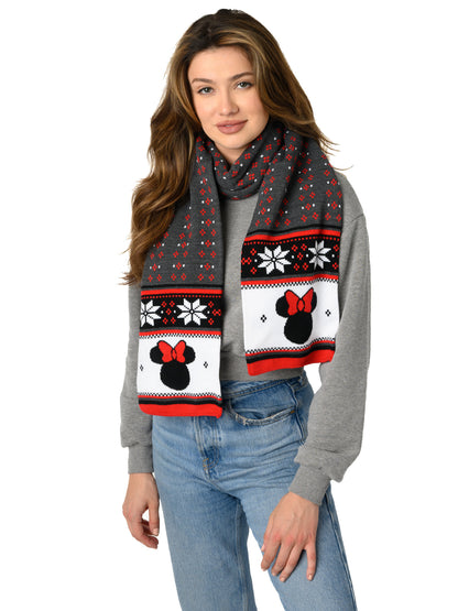 Adult Minnie Mouse Knit Scarf Disney Women Teen 70" Red Winter Cold Weather