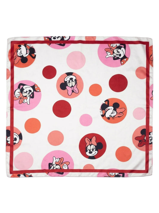 Disney Minnie Mouse Silky Scarf 27” x 27” Large Red Bow Icon Square Head Wrap