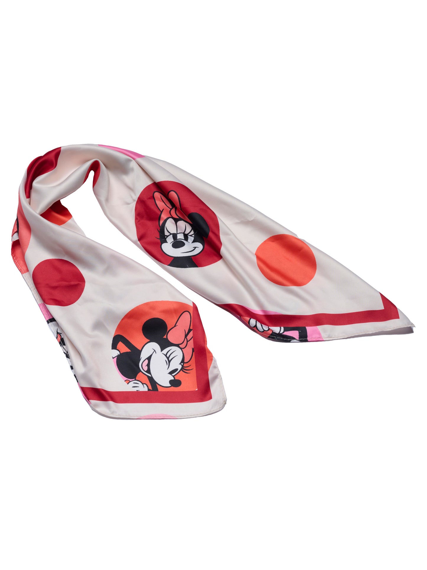 Disney Minnie Mouse Silky Scarf 27” x 27” Large Red Bow Icon Square Head Wrap