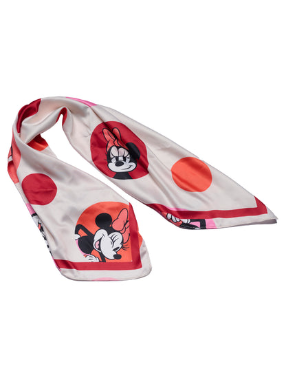 Disney Minnie Mouse Silky Scarf 27” x 27” Large Red Bow Icon Square Head Wrap