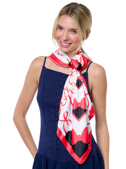 Disney Minnie Mouse 35” x 35” Red Bow Silky Square Scarf Women's Head Wrap