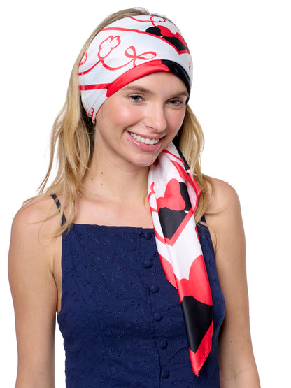 Disney Minnie Mouse 35” x 35” Red Bow Silky Square Scarf Women's Head Wrap