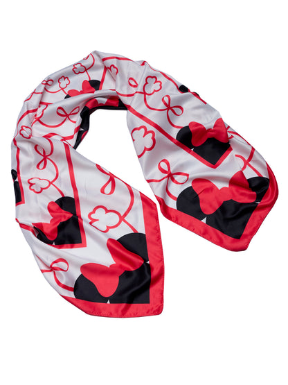 Disney Minnie Mouse 35” x 35” Red Bow Silky Square Scarf Women's Head Wrap
