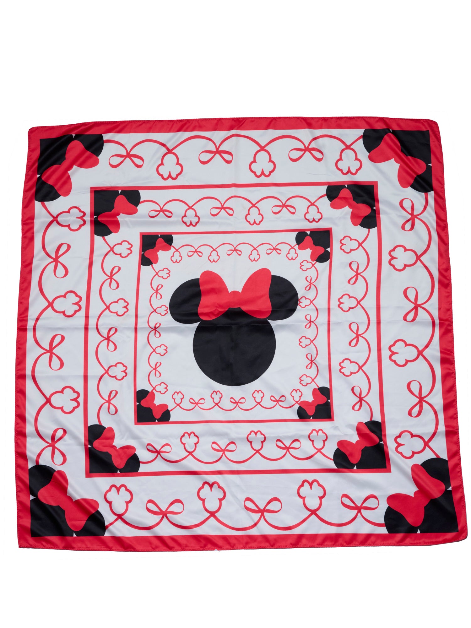 Disney Minnie Mouse 35” x 35” Red Bow Silky Square Scarf Women's Head Wrap