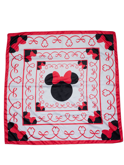 Disney Minnie Mouse 35” x 35” Red Bow Silky Square Scarf Women's Head Wrap