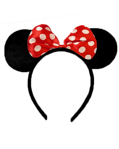 Disney Girls Minnie Mouse T-Shirt & Ears Set Detachable Cape Costume Tee Black