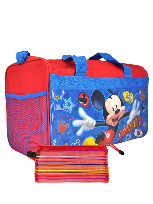 Disney Mickey Mouse Duffel Bag Carry On 17" w/ Mesh Travel Acessories Case