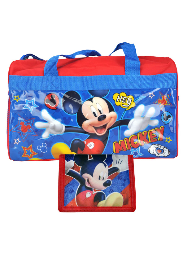 Disney Mickey Mouse 17" Duffel Bag & Mickey Clubhouse Bi-Fold Wallet 2-Piece Set