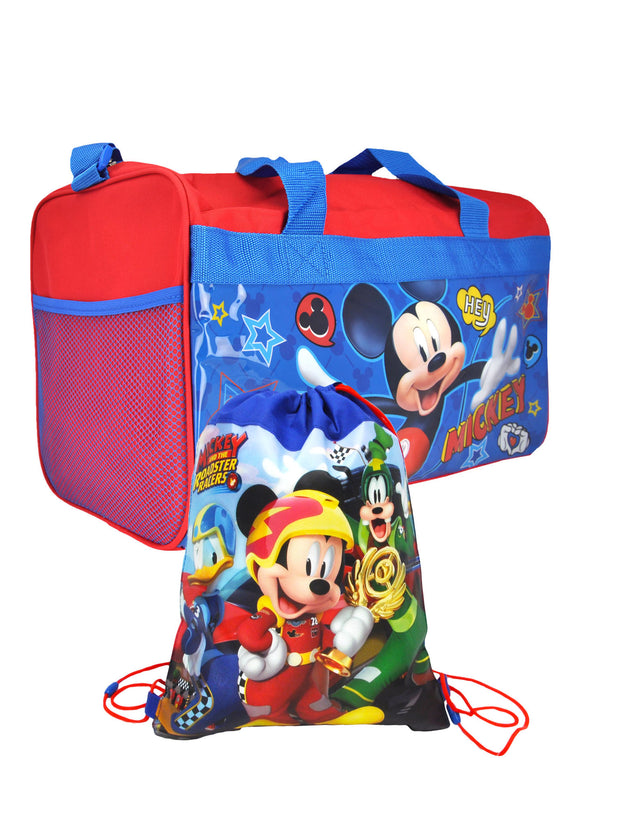 Disney Mickey & Friends Travel Duffel Bag w/ Racing Roadsters Sling Bag