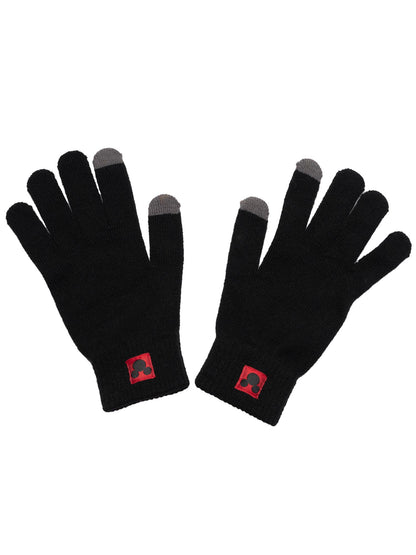 Disney Men's Mickey Mouse Knit Beanie Hat & Texting Gloves Black 2-Piece Set