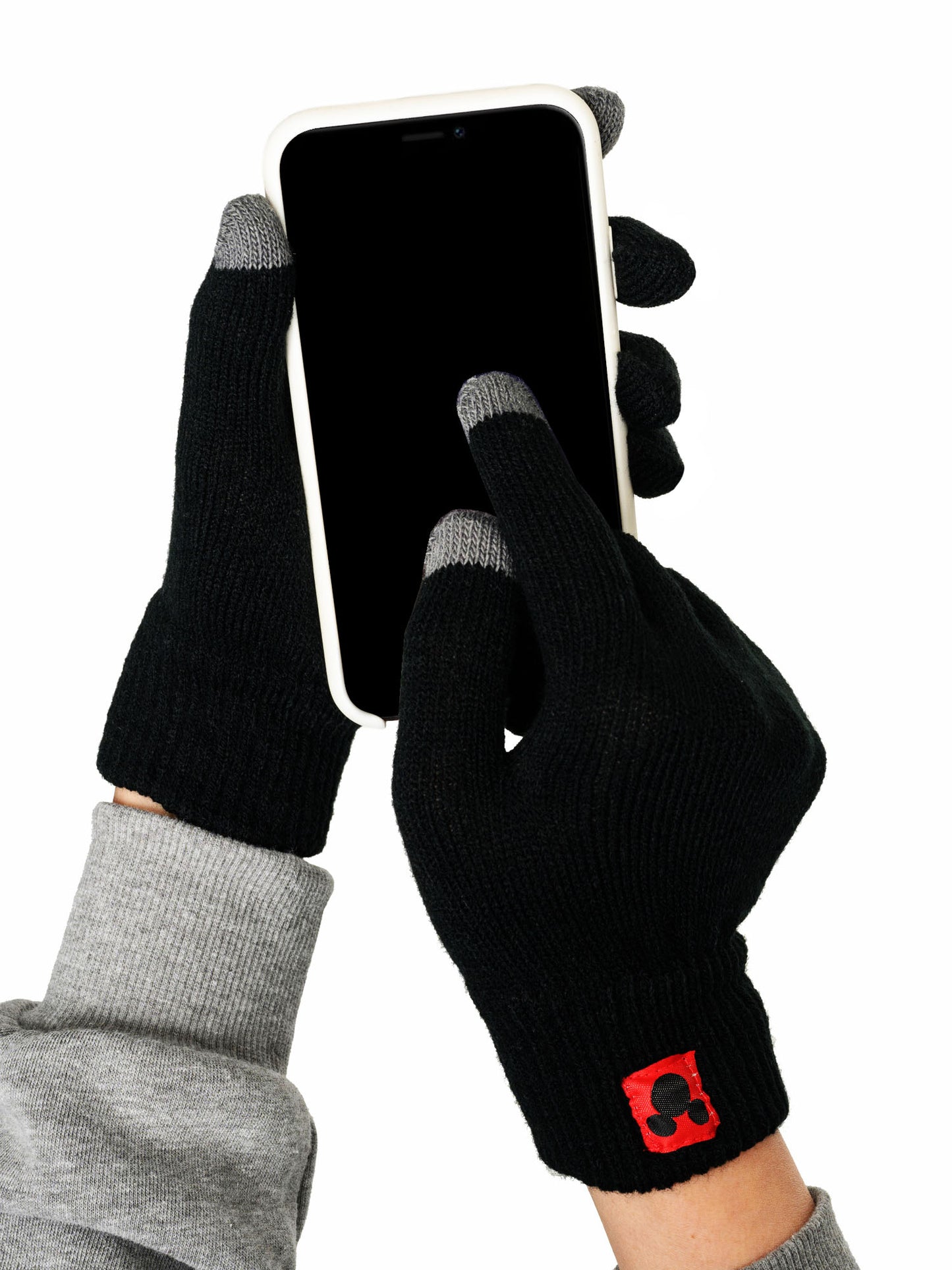 Adult Disney Mickey Mouse Knit Beanie Hat & Touch Screen Gloves Unisex Black Set