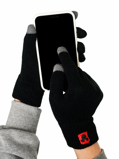Adult Disney Mickey Mouse Knit Beanie Hat & Touch Screen Gloves Unisex Black Set