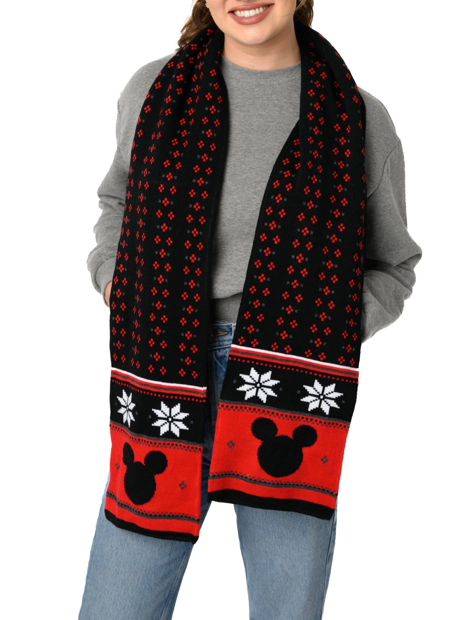 Disney Mickey Mouse Knit Beanie Hat, Gloves & Scarf 3-Piece Adult Winter Set