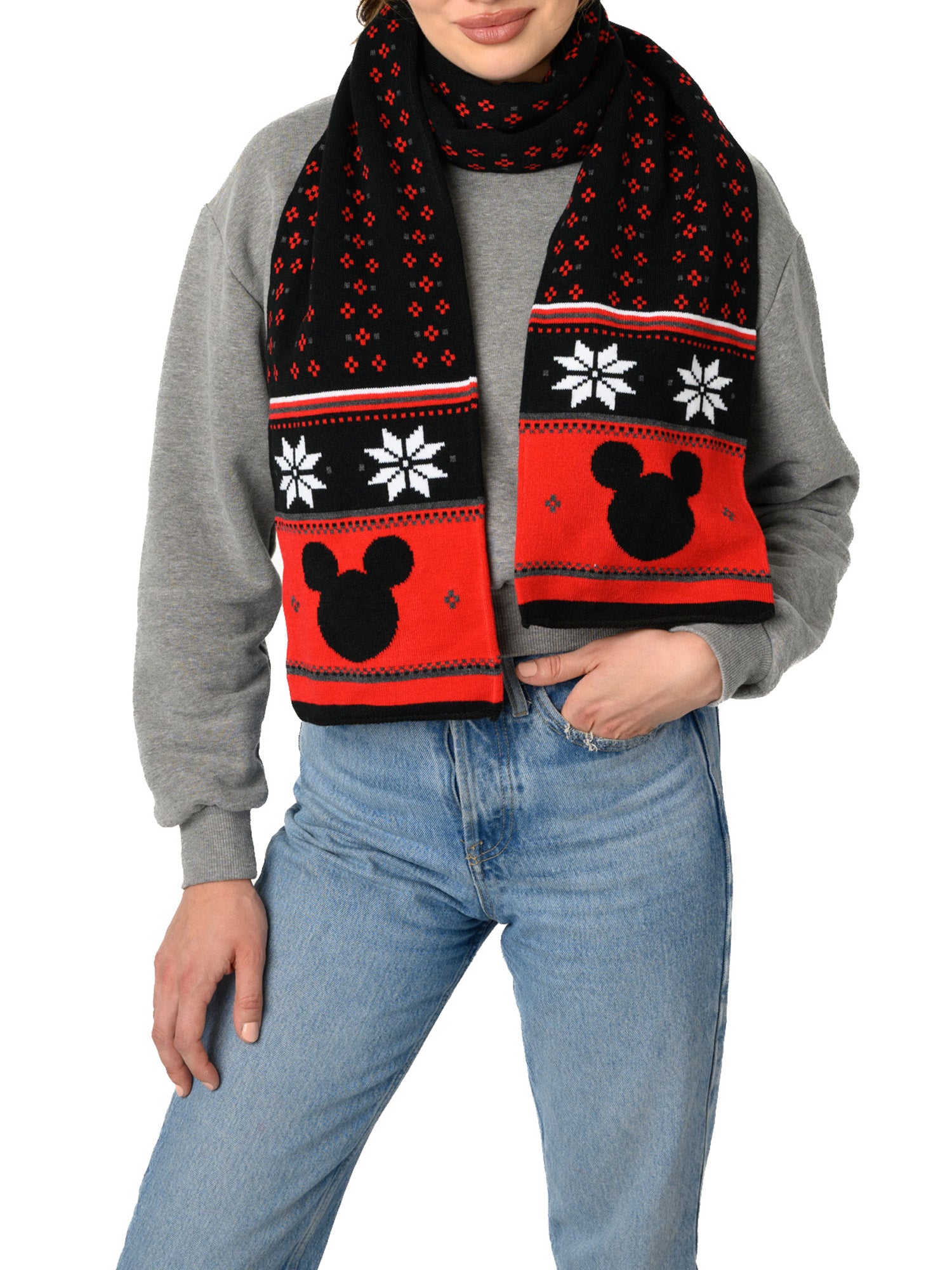 Disney Mickey Mouse Knit Beanie Hat, Gloves & Scarf 3-Piece Adult Winter Set