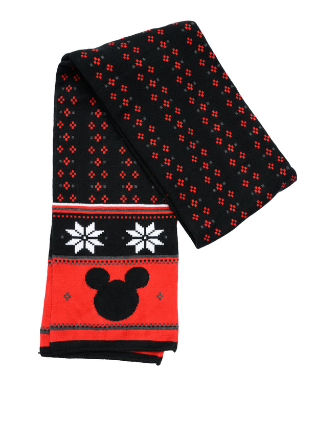 Women Men Adult Disney Mickey Mouse Knit Scarf Teen 70" Black Red Winter