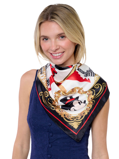 Disney Mickey Mouse Top Hat 35" x 35" Silky Square Scarf Women's Head Wrap
