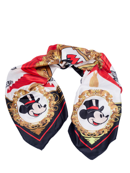 Disney Mickey Mouse Top Hat 35" x 35" Silky Square Scarf Women's Head Wrap