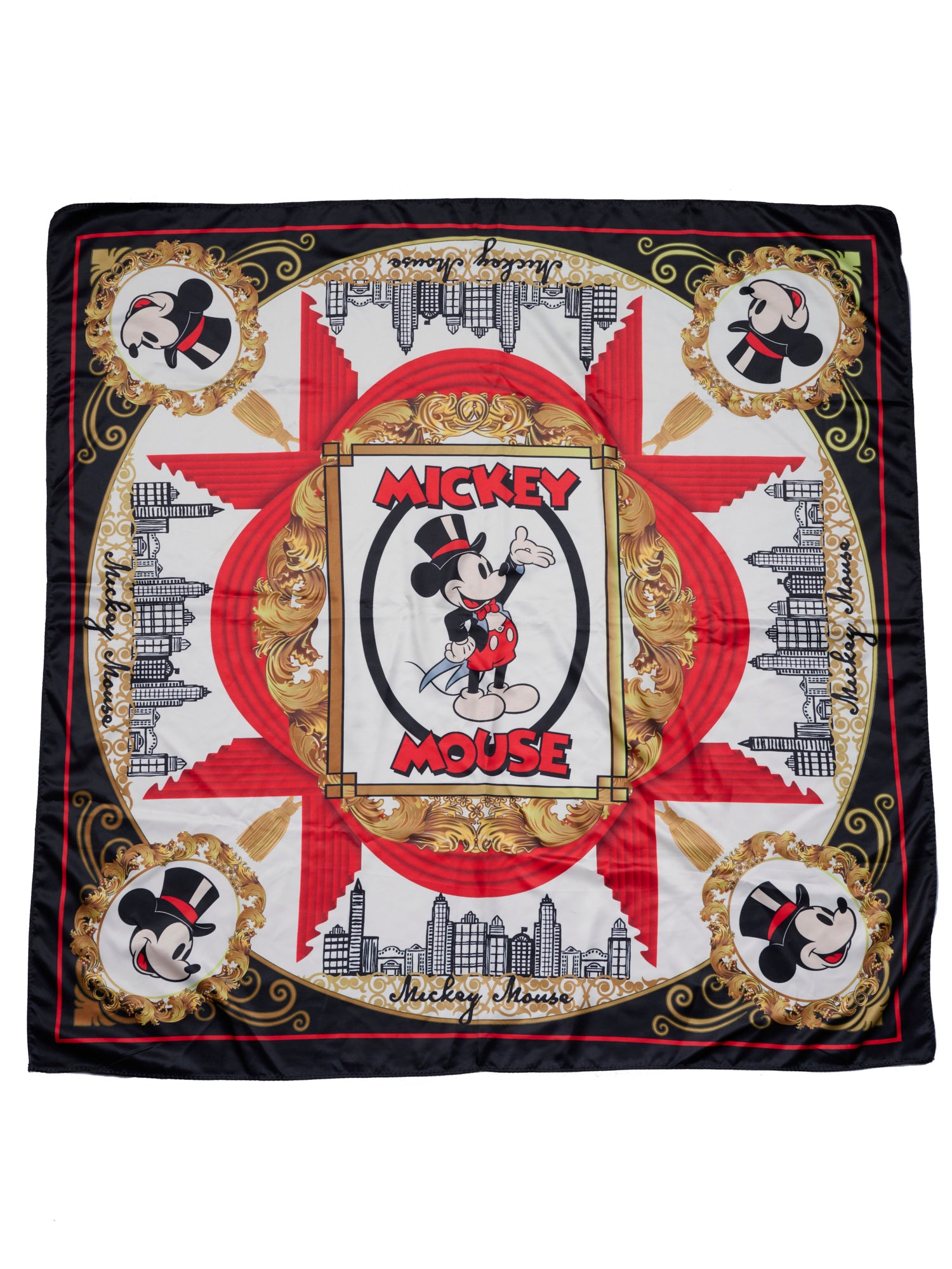 Disney Mickey Mouse Top Hat 35" x 35" Silky Square Scarf Women's Head Wrap