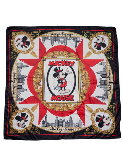 Disney Mickey Mouse Top Hat 35" x 35" Silky Square Scarf Women's Head Wrap