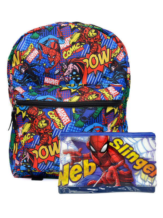 Marvel Avengers Backpack 16" Spider-Man w/ Large Zipper 3-Ring Holder Set