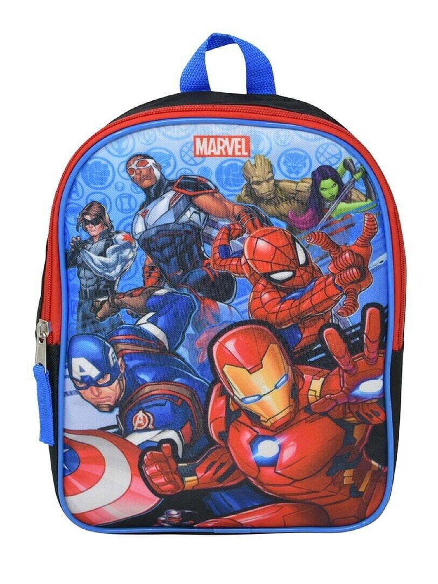 Marvel Avengers Backpack Iron Man Captain America Black Blue – Open and Clothing