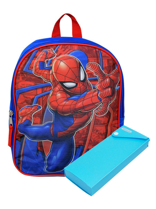 Marvel Spider-Man Small 11" Backpack Web Slinger w/ Sliding Pencil Case Set