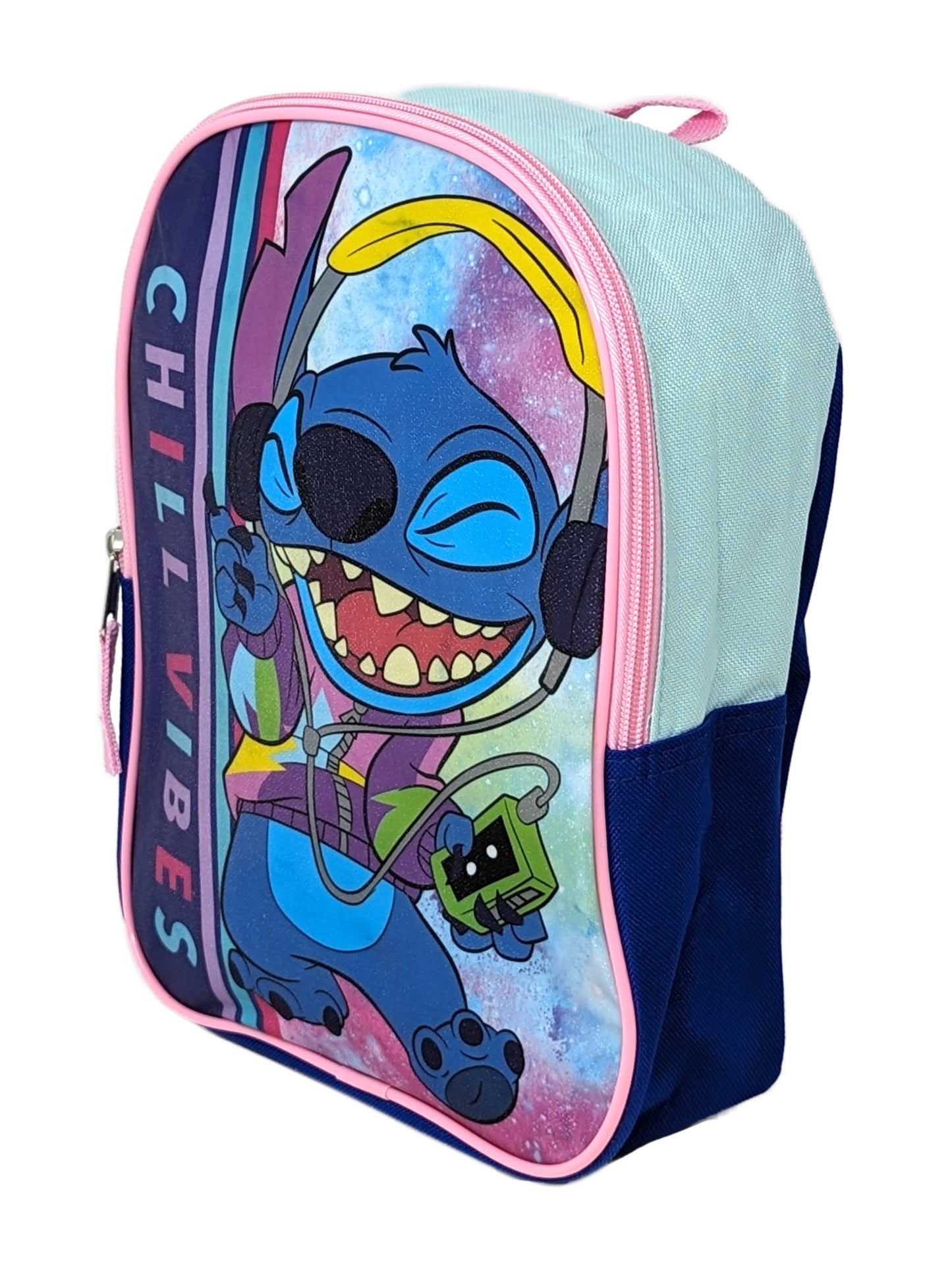 Disney Stitch Backpack 11" Chill Vibes w/ Sliding Pencil Case School Set