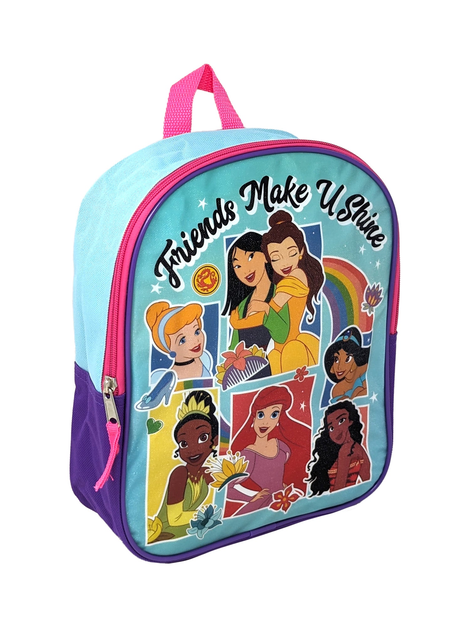 Disney Princesses Backpack 11" Tiana Belle w/ Sliding Pencil Case School Set